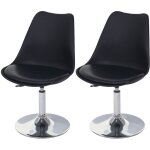 D�coshop26 - lot de 2 chaises pivotantes chaise de cuisine r�glable en hauteur en pvc noir pi�tement ...