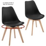 Lot de 2 chaise pivotante salle  manger woltu, chaise de cuisine, sige en pu, pieds en bois massif, ...