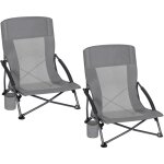 Lot de 2 chaise de plage pliable woltu, chaise de p�che portable, avec dossier en maille, porte - gobelet, ...
