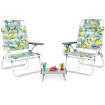 Lot de 2 chaises de plage sac � dos table pliante l�ger portable r�glable en aluminium appui - t�te dossier ...