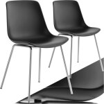 Lot 2 chaises en plastique forme ergonomique dossier haut noir / gris