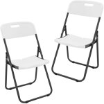 Lot de 2 chaises pliantes, blanc mat, structure m�tallique, supporte jusqu'� 200 kg, peu encombrantes, ...