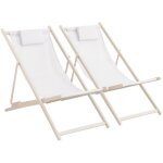 Sweeek - lot de 2 chaises pliantes matera avec coussin en acier / textilene, beige, 102 x 62 x 81 cm Sweeek - lot de 2 chaises pliantes matera avec coussin en acier / textilene, beige, 102 x 62 x 81 cm