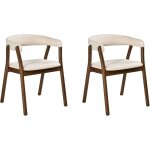 Lot de 2 chaises de salle à manger assise tapissée bois marron foncé et blanc cassé mylo Lot de 2 chaises de salle à manger assise tapissée bois marron foncé et blanc cassé mylo