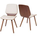 Lot de 2 chaises de salle à manger bois courbé design rétro aspect noyer assise en pvc crème 040000336 ... Lot de 2 chaises de salle à manger bois courbé design rétro aspect noyer assise en pvc crème 040000336 ...