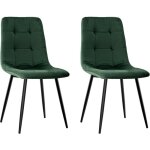 Lewe lot de 2 chaises de salle  manger, chaise de cuisine en velours et pieds en mtal, chaises tapisses ...