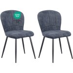 Lewe - lot de 2 chaises de salle � manger, design coquillage, tissu chenille, doux et confortable, pieds ...