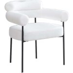 Lot 2 chaises salle � manger doudou blanc accoudoirs 72x60x77cm m�tal noir