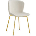 Lot 2 chaises salle � manger elen velours �cru pieds gold