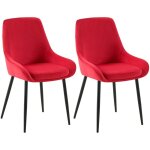 Lot de 2 chaises de salle � manger elmira rouge m�tal noir mat