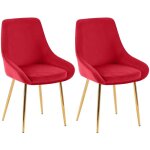 Lot de 2 chaises de salle � manger elmira rouge m�tal or