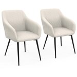 Lot de 2 chaises de salle � manger, fauteuils de table jany en velours c�tel� beige