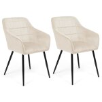 Idmarket - lot de 2 chaises de salle � manger, fauteuils de table mady en velours beige