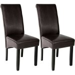 Lot de 2 chaises de salle à manger marron foncé aspect simili cuir avec pieds en bois résistants - marron ... Lot de 2 chaises de salle à manger marron foncé aspect simili cuir avec pieds en bois résistants - marron ...