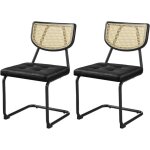 Lot de 2 chaises de salle  manger modernes mid - century chaises de cuisine avec dossier en rotin tiss ...