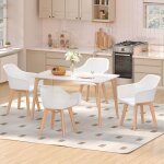 Lot de 2 chaises de salle � manger modernes en plastique fauteuils de cuisine avec pieds en bois dossier ...