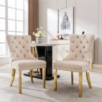 Lot de 2 chaise de salle à manger, chaise moelleuse avec pieds en acier inoxydable plaqué or, velours, ... Lot de 2 chaise de salle à manger, chaise moelleuse avec pieds en acier inoxydable plaqué or, velours, ...