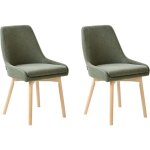 Lot de 2 chaises de salle � manger pieds bois massif si�ge rembourr� en tissu polyester vert fonc� melfort ...