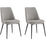 Lot de 2 chaises de salle � manger, pieds en m�tal, avec dossier, en chenille gris clair