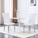 Lot de 2 chaises de salle � manger en pvc rembourr�es, chaise pour cuisine, salon ou chambre ?pieds m�tal ...