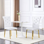 Lot de 2 chaises de salle � manger en pvc rembourr�es, chaise pour cuisine, salon ou chambre ?pieds m�tal ...