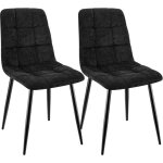 Lot de 2 chaises de salle  manger rembourres avec dossier haut et design damier en lin - noir