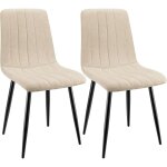 Lewe - lot de 2 chaises de salle  manger rembourres avec dossier haut et design ray en lin - beige ...