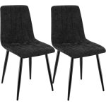 Lewe - lot de 2 chaises de salle  manger rembourres avec dossier haut et design ray en lin - noir