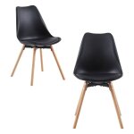 Lot de 2 chaises de salle à manger rembourrées avec pieds en bois de hêtre massif pour salle à manger, ... Lot de 2 chaises de salle à manger rembourrées avec pieds en bois de hêtre massif pour salle à manger, ...