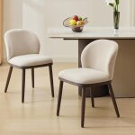 Lot de 2 chaises de salle � manger avec si�ge rembourr�, pieds en m�tal noir pour cuisine, salon, chambre, ...