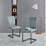 Lot de 2 chaises de salle  manger en simili - cuir, moderne avec dossier haut et sige en rembourr ...