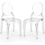 Lot de 2 chaises de salle  manger transparentes - style victoria transparent