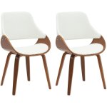 Lot de 2 chaises de salle � manger vangale noyer / blanc similicuir