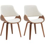 Lot de 2 chaises de salle � manger vangale noyer / cr�me tissu