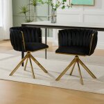 Lot de 2 chaises de salle � manger en velours, fauteuil, pivotant � 180�, chaise de salon / chambre, ...