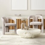 Lot de 2 chaises de salle  manger en velours, fauteuil rembourr, rembourrage en mousse, beige