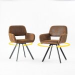 Urban meuble - lot de 2 chaises de salle � manger vintage rotative tissu su�de marron