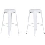 Lot 2 chaises tabourets de bar industriels en acier blanc 76 cm empilables et pratiques pour cuisine ...
