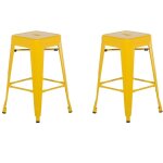 Lot 2 chaises tabourets de bar industriels en acier jaune 60 cm empilables et confortables pour cuisine ... Lot 2 chaises tabourets de bar industriels en acier jaune 60 cm empilables et confortables pour cuisine ...