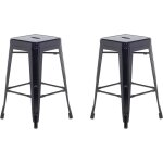 Lot 2 chaises tabourets de bar industriels en acier noir 60 cm empilables et pratiques pour cuisine ou ... Lot 2 chaises tabourets de bar industriels en acier noir 60 cm empilables et pratiques pour cuisine ou ...