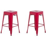 Lot 2 chaises tabourets de bar industriels en acier rouge 60 cm empilables et pratiques pour cuisine ... Lot 2 chaises tabourets de bar industriels en acier rouge 60 cm empilables et pratiques pour cuisine ...