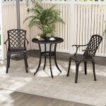 Lot de 2 chaises de terrasse en fonte d?aluminium fauteuil d?ext�rieur robuste avec si�ge incurv� ergonomique ...