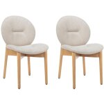 Vente - unique - lot de 2 chaises en tissu et bois d'h�v�a - beige - isadio