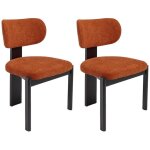 Lot de 2 chaises en tissu bouclette et bois d'h�v�a noir - terracotta - wilana