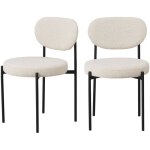 Lot de 2 chaises en tissu bouclette et m�tal - �cru - kyoto