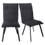 Lot 2 chaises en tissu gris anthracite pieds mtal noir ? aria 2