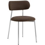 Lot de 2 chaises en tissu pieds chrome - marron - elli