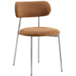 Lot de 2 chaises en tissu pieds chrome - terracotta - elli