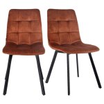 Meubletmoi - lot de 2 chaises en velours ocre rouge avec pieds métal noir - nami 2 Meubletmoi - lot de 2 chaises en velours ocre rouge avec pieds métal noir - nami 2
