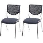 Dcoshop26 - lot de 2 chaises visiteur confrence empilable tissu / textile gris fonc pieds chroms ...